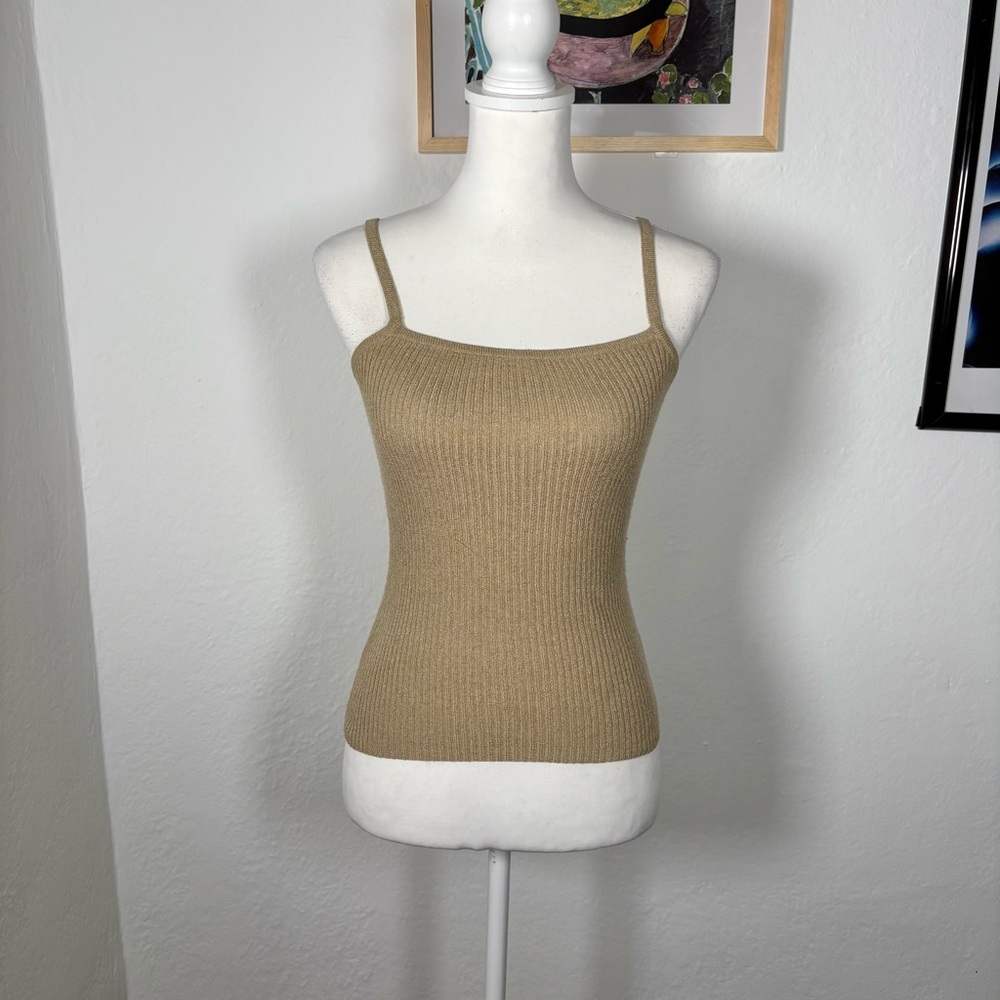 Y2k Tan Ribbed Knit Top